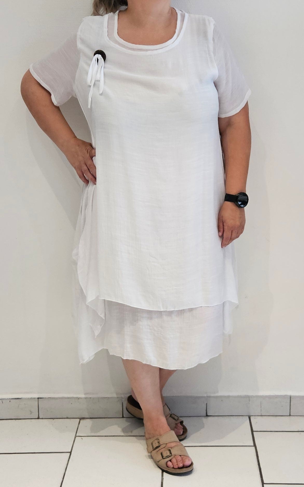 👗 Robe longue grande taille à manches courtes – Coupe fluide