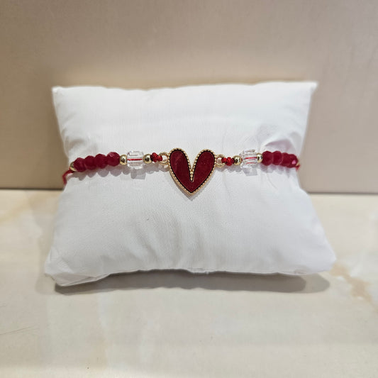 💕 Bracelet fin cœur & perles
