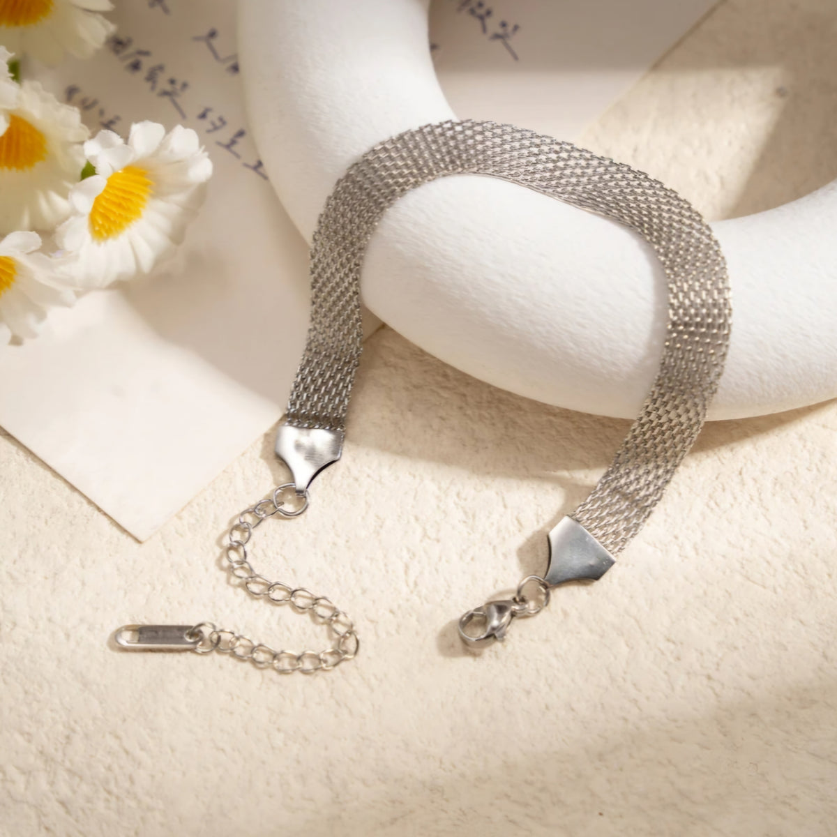 Bracelet argenté en acier inoxydable ✨