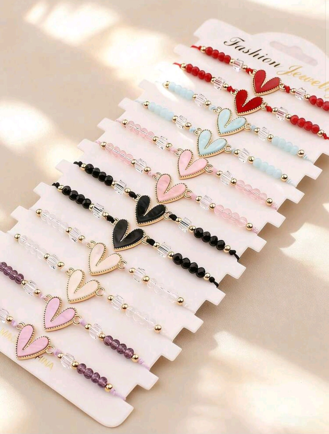 💕 Bracelet fin cœur & perles
