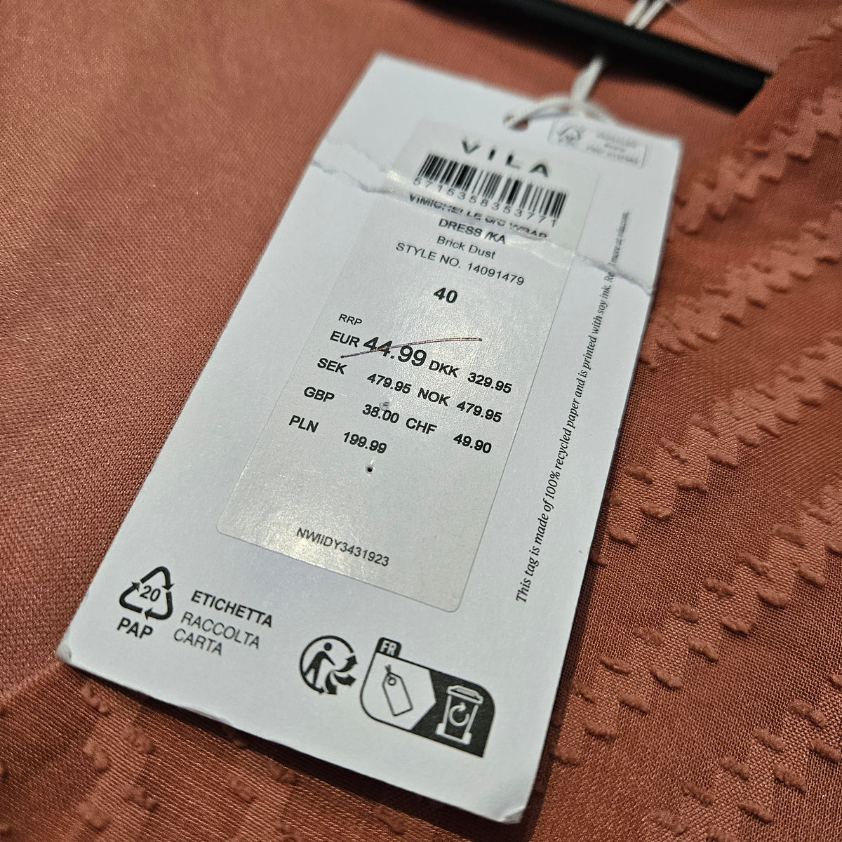 🌸 Robe Vila cache-cœur – Bois de rose – Taille 40