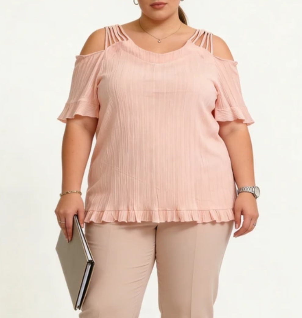 Tunique grande taille à épaules dénudées 🌸