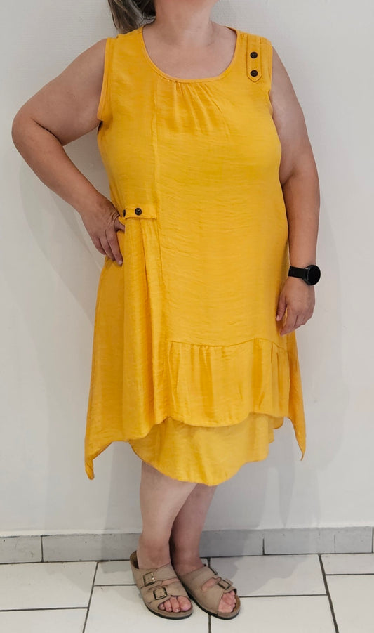 🤍 Robe longue grande taille sans manches – Effet gaze de coton