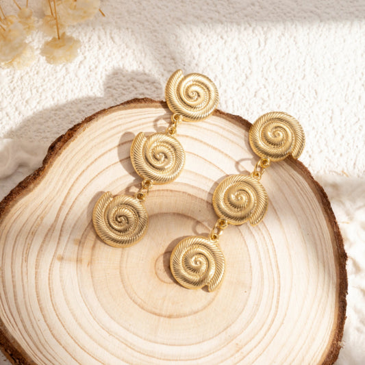 Boucles d’oreilles dorées – Spirales texturées ✨