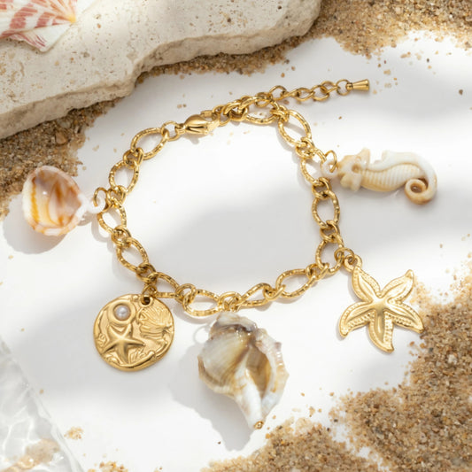 Bracelet doré charms marins 🌊⭐