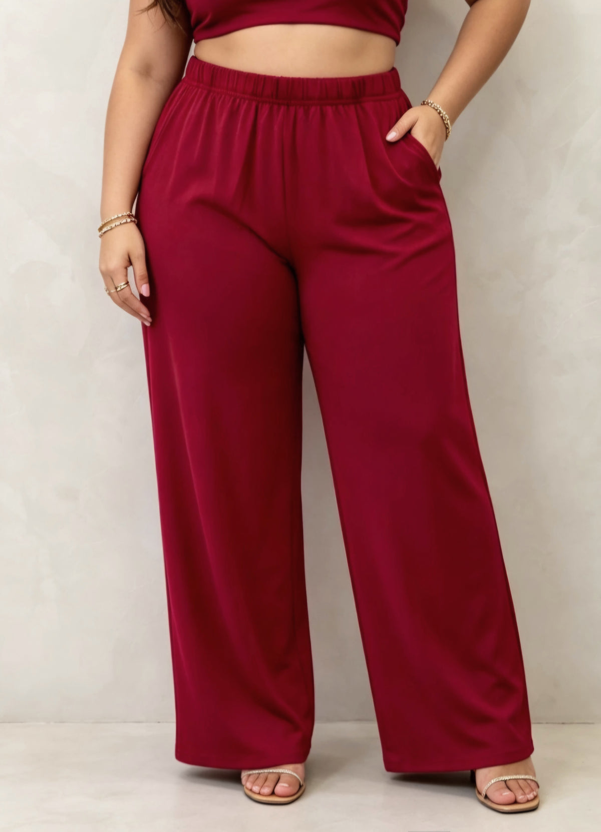 Pantalon grande taille stretch droit à taille élastique