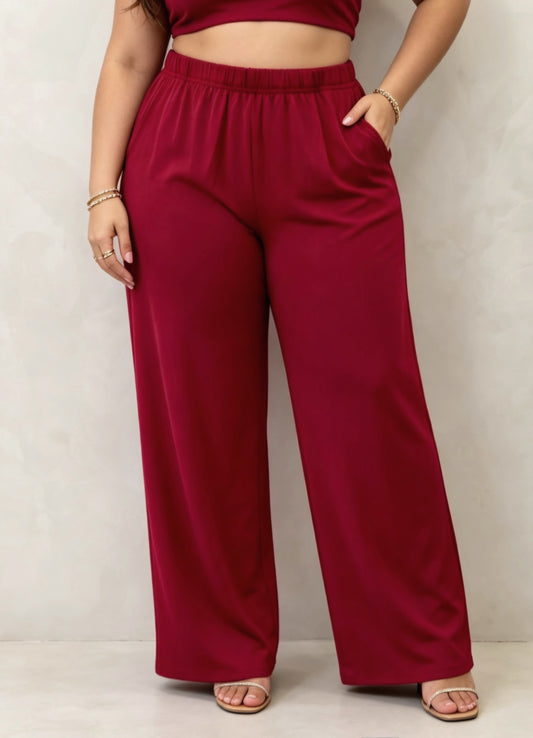 Pantalon grande taille stretch droit à taille élastique
