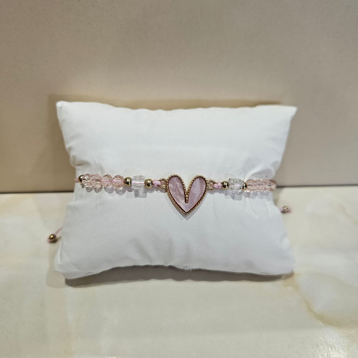 💕 Bracelet fin cœur & perles