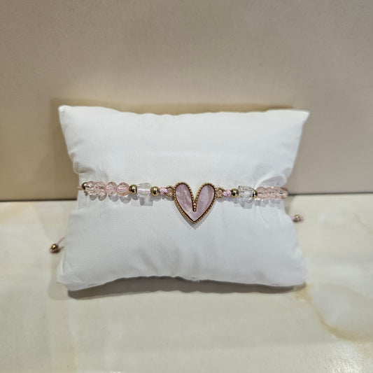 💕 Bracelet fin cœur & perles