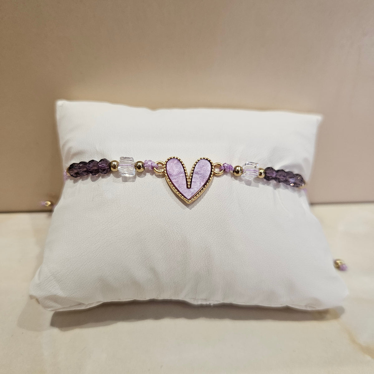 💕 Bracelet fin cœur & perles