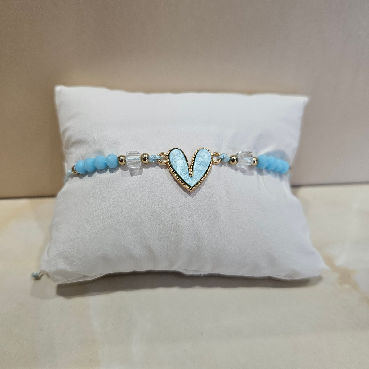 💕 Bracelet fin cœur & perles