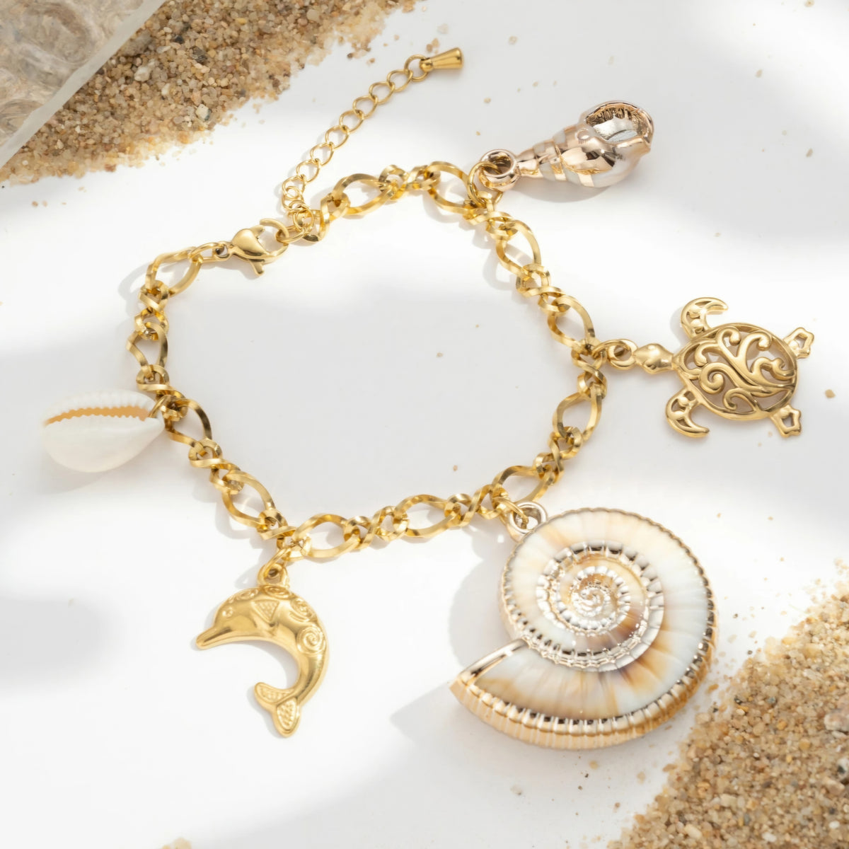 Bracelet doré charms marins 🌊🐚