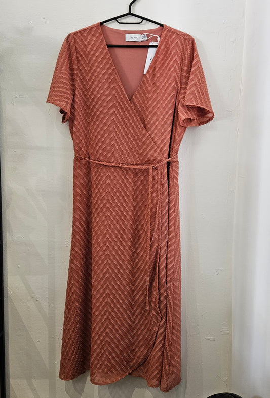 🌸 Robe Vila cache-cœur – Bois de rose – Taille 40
