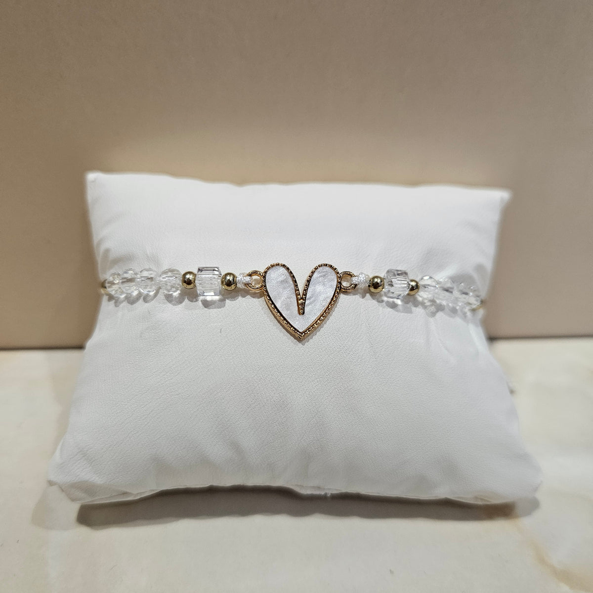 💕 Bracelet fin cœur & perles