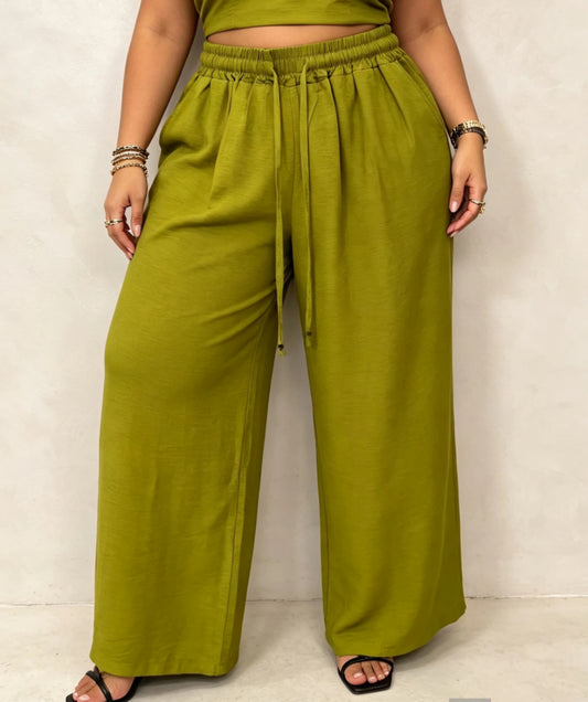 Pantalon grande taille fluide à poches